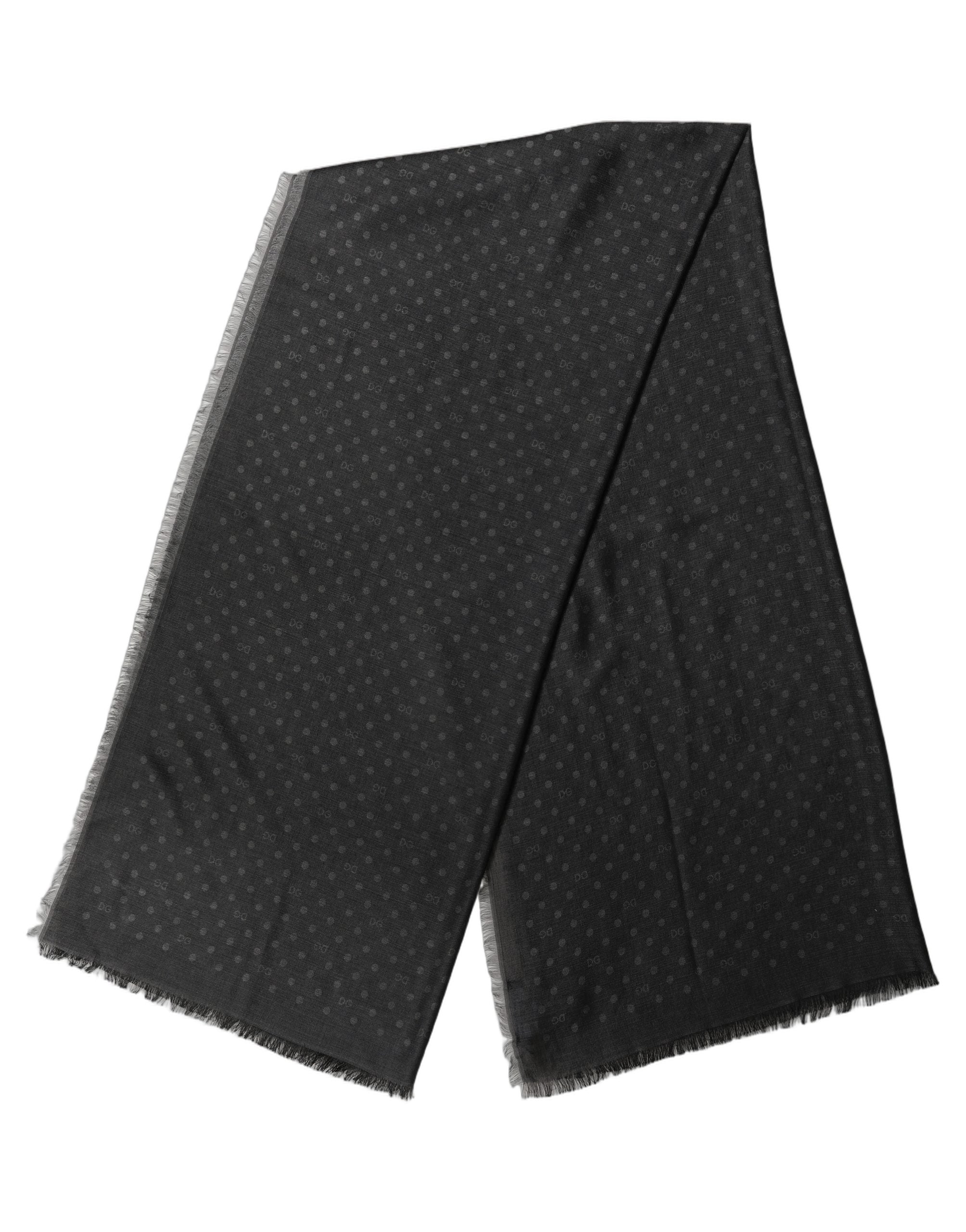 Men Black Viscose Polka Dot Fringe Shawl Lace Stole