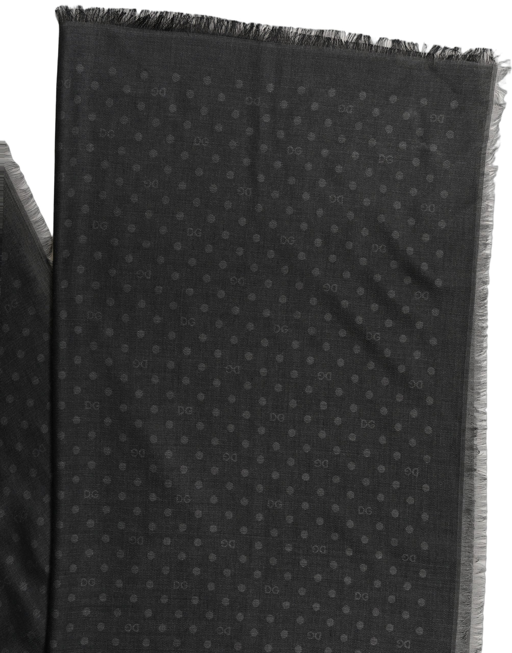 Men Black Viscose Polka Dot Fringe Shawl Lace Stole