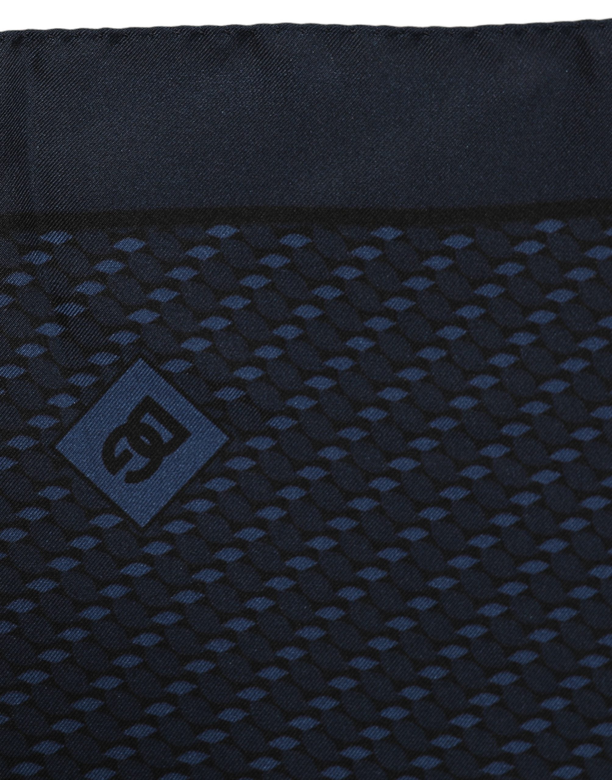 Dark Blue Silk Pocket Square Foulard Scarf