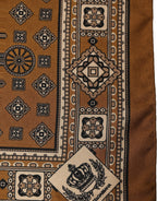 Brown Geometric Pocket Square Foulard Scarf