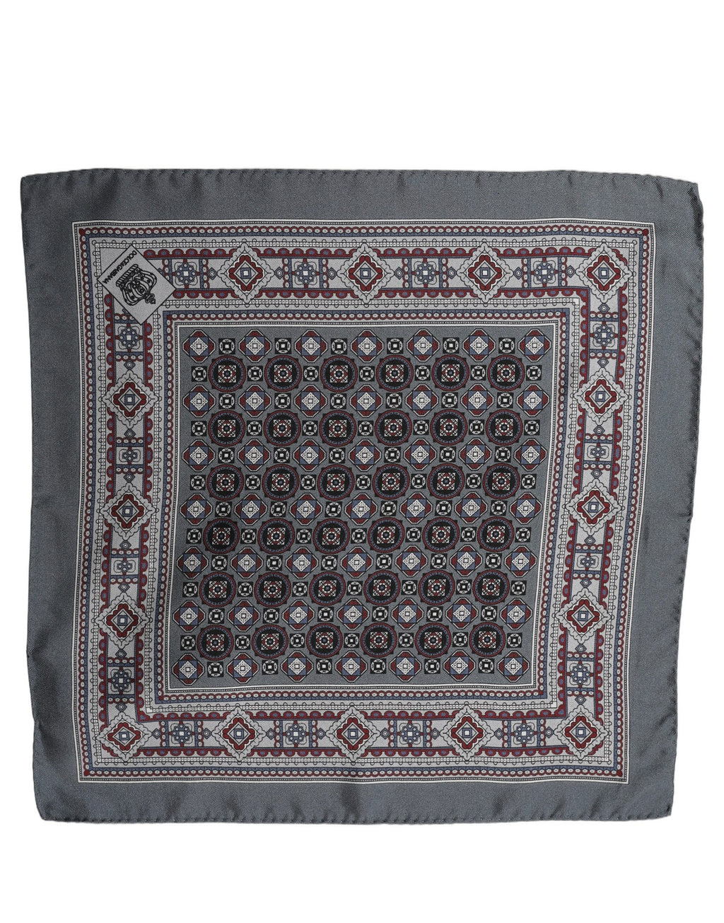 Gray Geometric Pocket Square Foulard Scarf