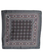 Gray Geometric Pocket Square Foulard Scarf