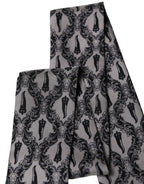 Gray Baroque Silk Fringed Skinny Foulard Scarf