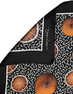 Black Silk Orange Pocket Square Foulard Scarf