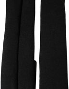 Men Black Wool Knitted Skinny Foulard Scarf