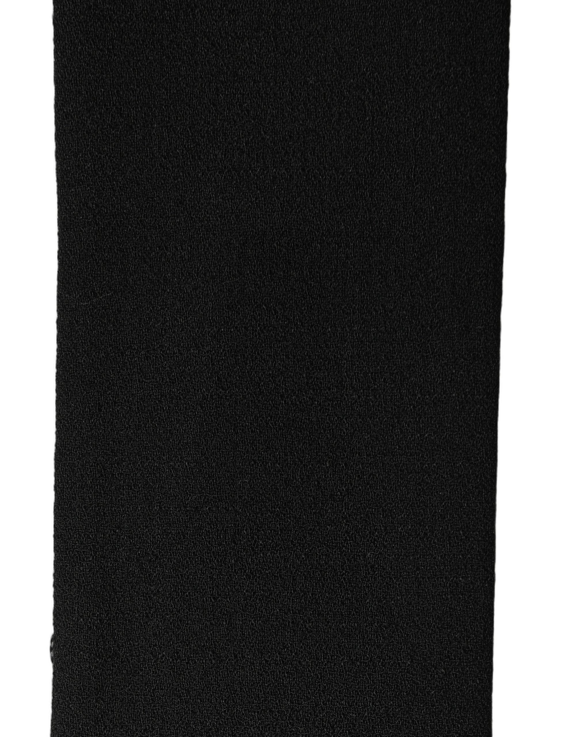 Men Black Wool Knitted Fringed Foulard Scarf