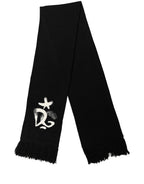 Black Cashmere Knitted Fringed Foulard Scarf
