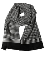 Black White Geometric Silk Neck Shawl Scarf