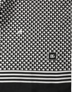 Black White Geometric Silk Neck Shawl Scarf