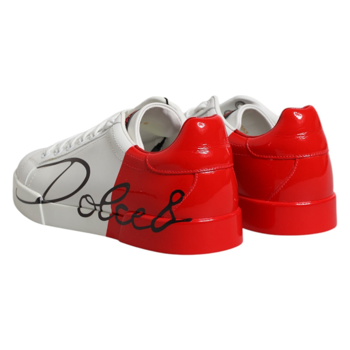 White Red Leather Logo Portofino Sneakers Shoes