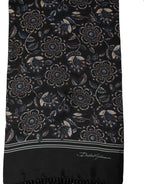 Black Silk Floral Paisley Fringed Shawl Scarf
