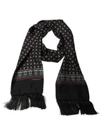 Black Silk Crown Fringed Neck Shawl Scarf