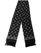 Black Silk Crown Fringed Neck Shawl Scarf