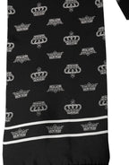 Black Silk Crown Fringed Neck Shawl Scarf