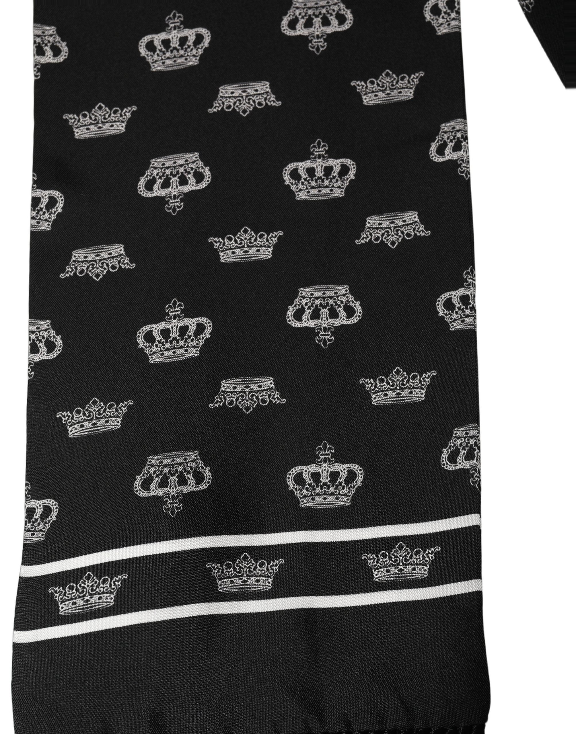 Black Silk Crown Fringed Neck Shawl Scarf