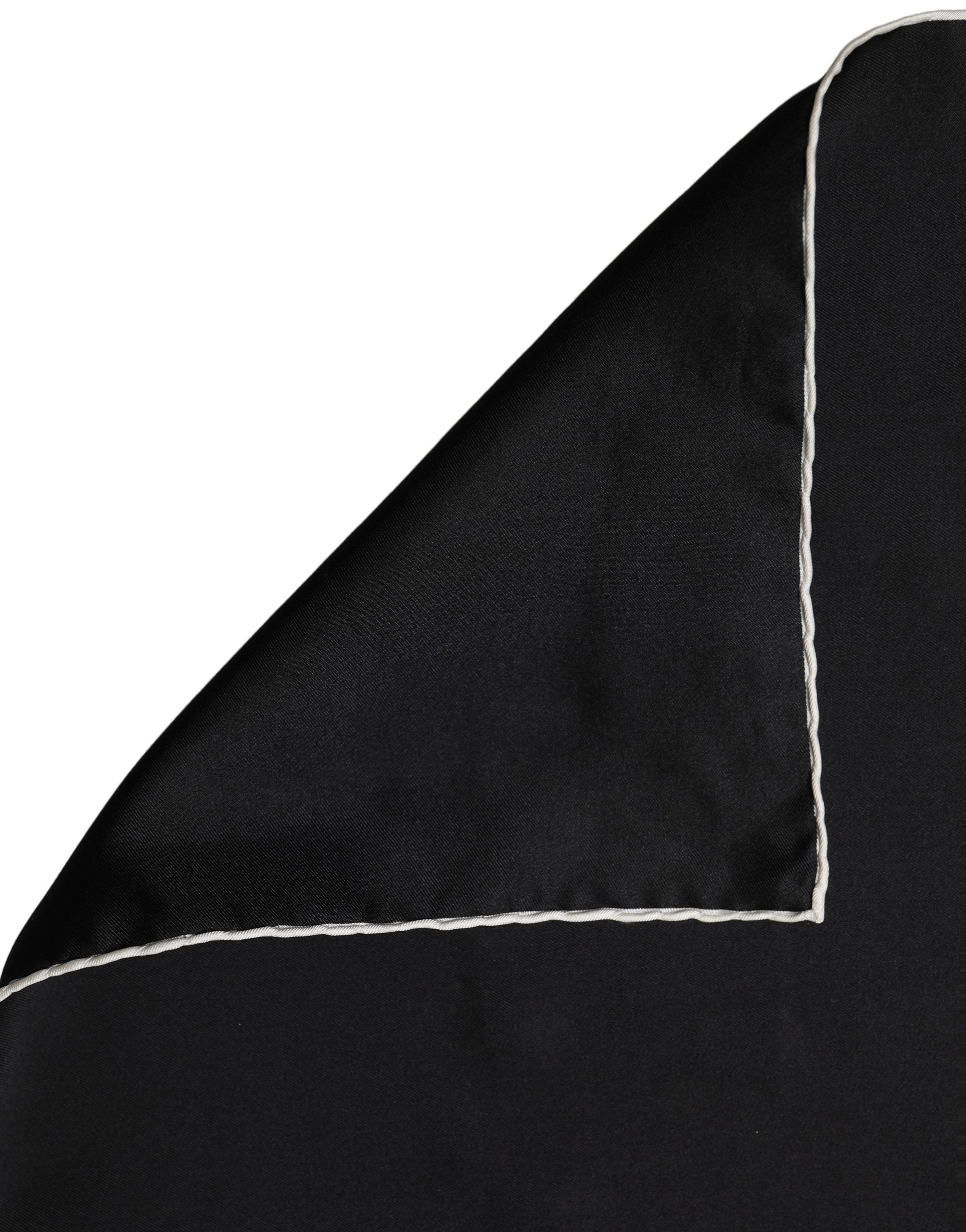 Men Black Silk Pocket Square Foulard Scarf