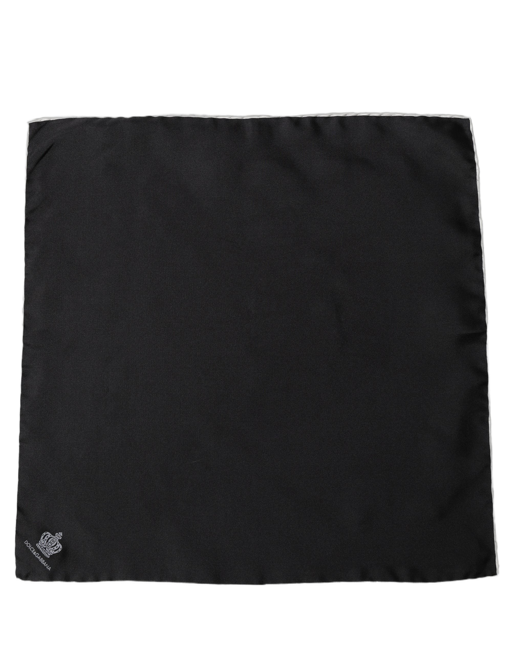 Men Black Silk Pocket Square Foulard Scarf