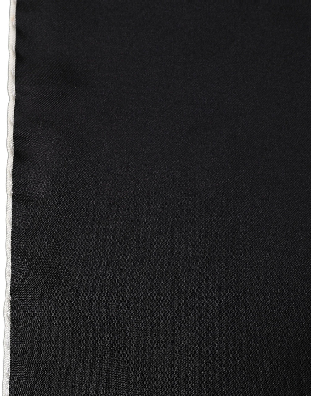 Men Black Silk Pocket Square Foulard Scarf
