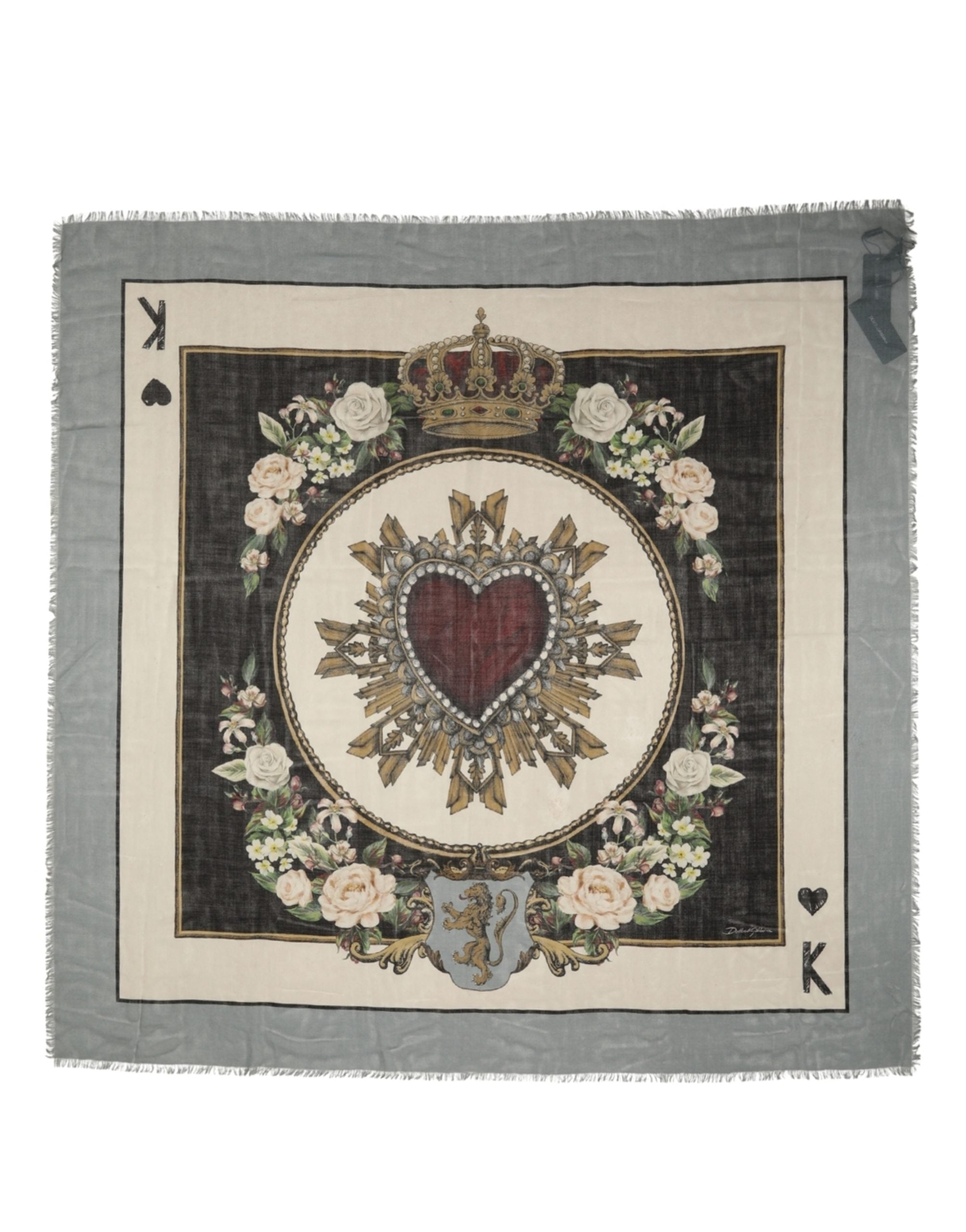 Men Multicolor King of Hearts Square Foulard Scarf
