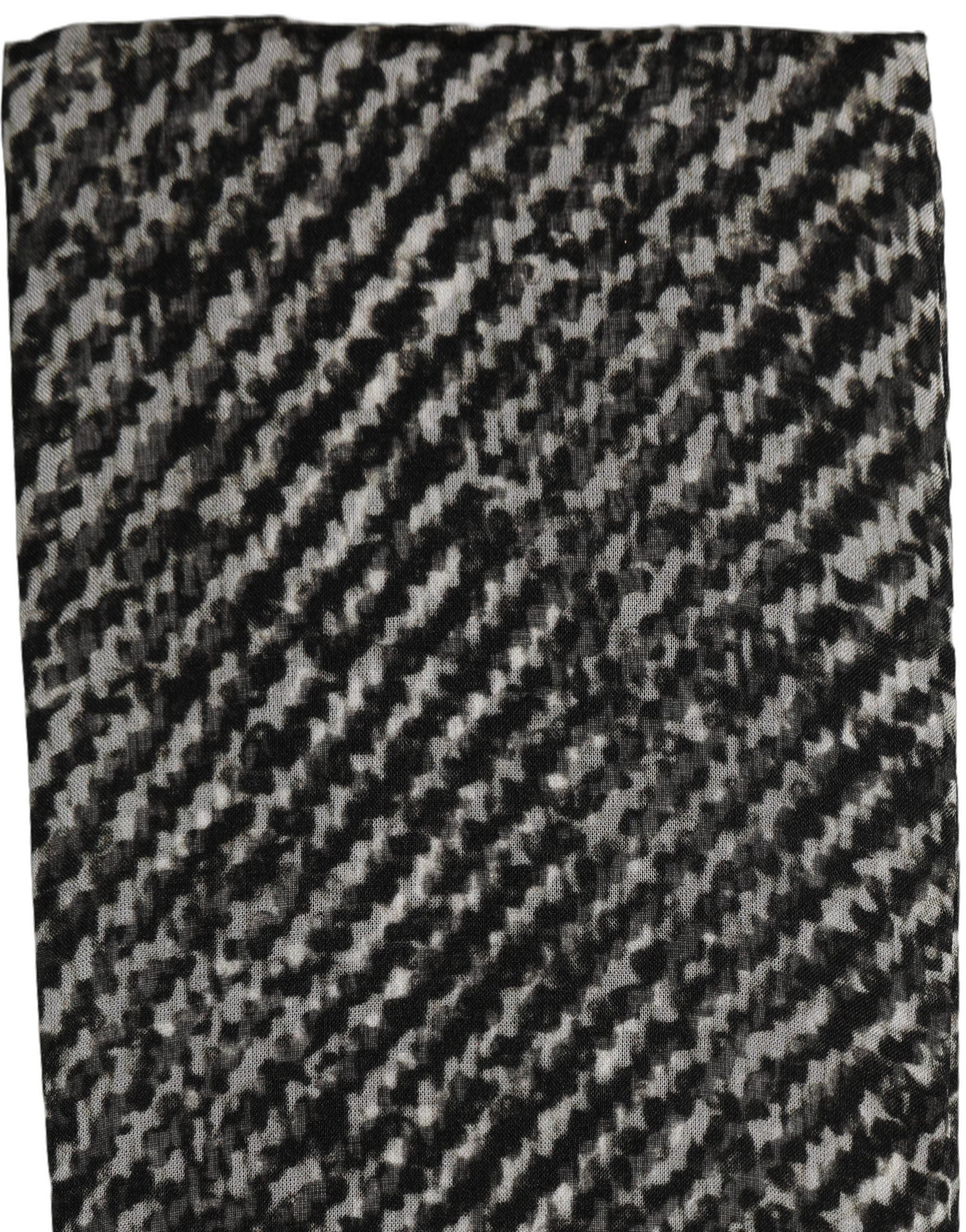 Black White Herringbone Tweed Shawl Scarf
