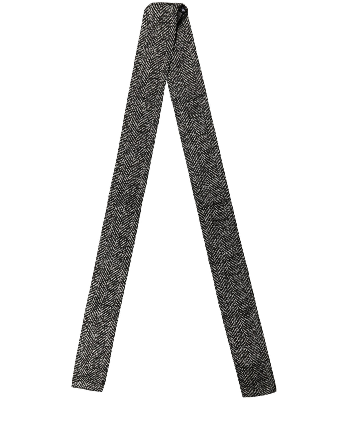 Black White Herringbone Tweed Shawl Scarf
