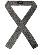 Black White Herringbone Tweed Shawl Scarf