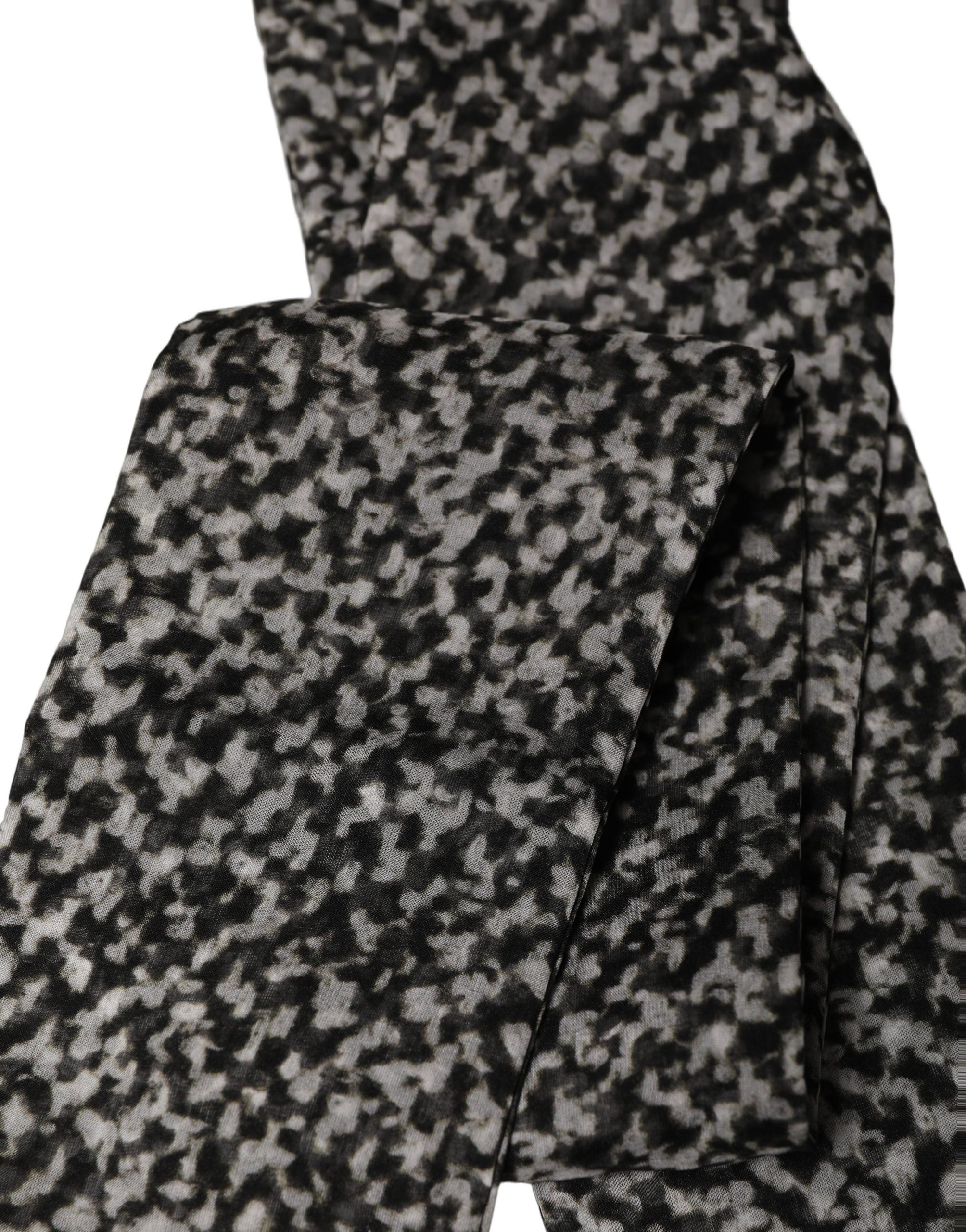 Black White Herringbone Tweed Shawl Scarf
