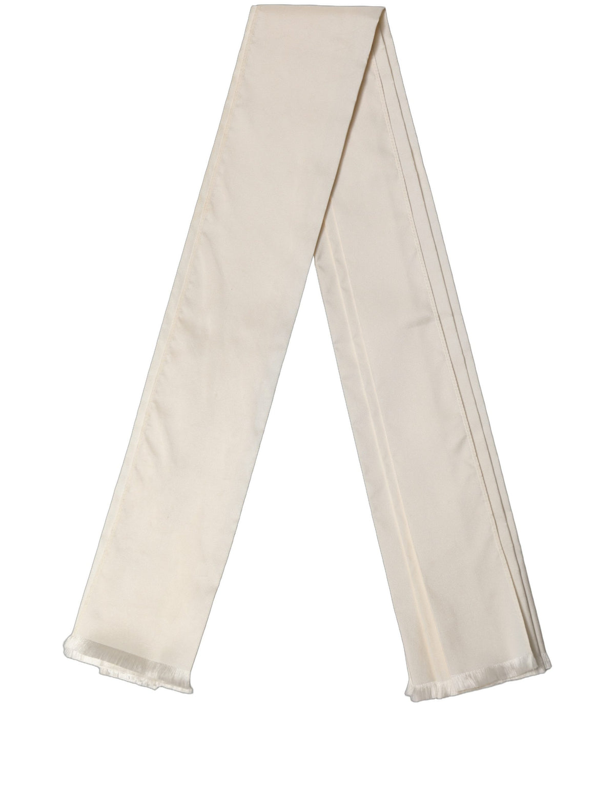 Men Cream Satin Silk Fringed Neck Shawl Scarf