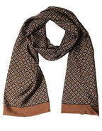 Brown Geometric Silk Men Neck Shawl Scarf