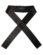 Men Black Satin Silk Skinny Neck Shawl Scarf