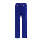 Blue Cotton Straight-Leg Jeans