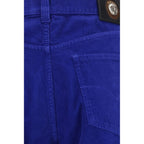 Blue Cotton Straight-Leg Jeans