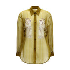 Beige Silk Pattern Shirt