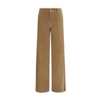 Brown Cotton Casual Pants