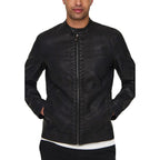 Black Polyester Biker Jacket