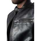 Black Artificial Leather Leather Jacket
