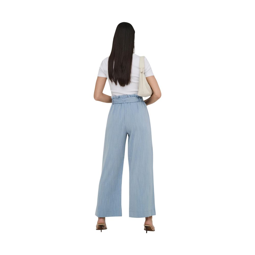 Blue Viscose Casual Pants