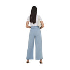 Blue Viscose Casual Pants
