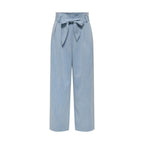 Blue Viscose Casual Pants