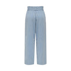 Blue Viscose Casual Pants