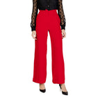 Red Polyester Casual Pants