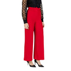 Red Polyester Casual Pants
