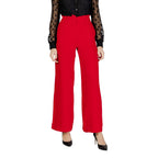 Red Polyester Casual Pants