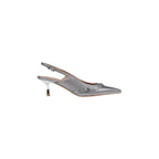 Silver Polyester High Heel Pumps