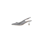 Silver Polyester High Heel Pumps