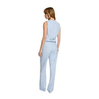 Blue Polyester Dress Pants