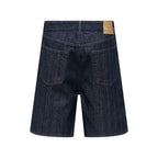 Blue Cotton Bermuda Shorts