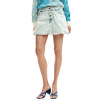 Blue Cotton Mini Skirt