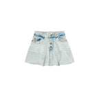 Blue Cotton Mini Skirt