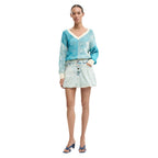 Blue Cotton Mini Skirt